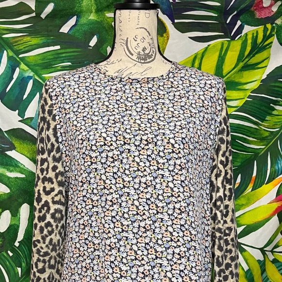 $250 Equipment Women’s Small Floral Leopard Silk Button Up Office Work Blouse - Picture 3 of 9